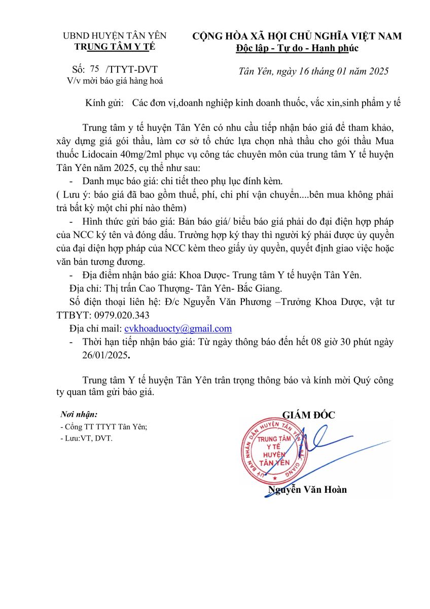 Mời báo giá hàng hoá